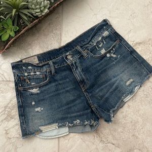 NEW Ralph Lauren Polo Denim rip off navy blue jeans shorts 28